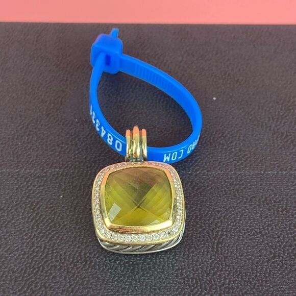 David Yurman 14mm Albion 18k Yellow Gold & 925 Diamond Pendant Enhancer - Picture 5 of 6